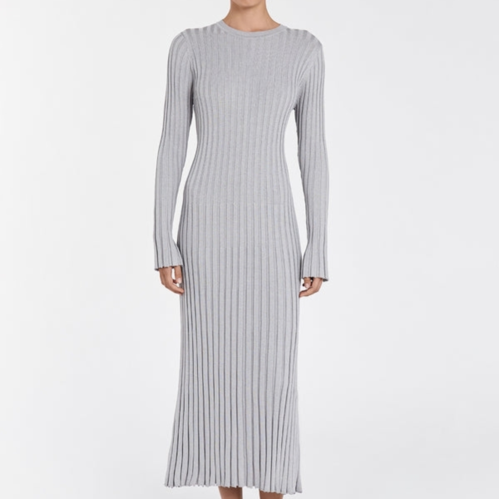 DISSH Gray Long Sleeve Ribbed Dress